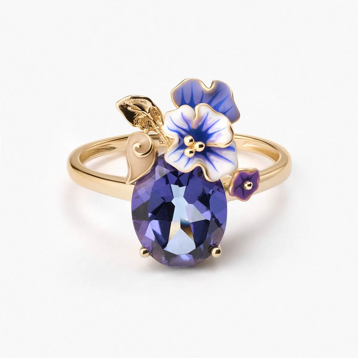 Pierścionek złoty 
<br/> 
Kwiaty Nocy Bratki W.KRUK