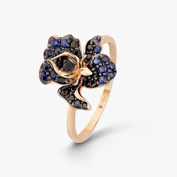 Pierścionek złoty
<br/> 
Kwiaty Nocy Czarny Irys W.KRUK