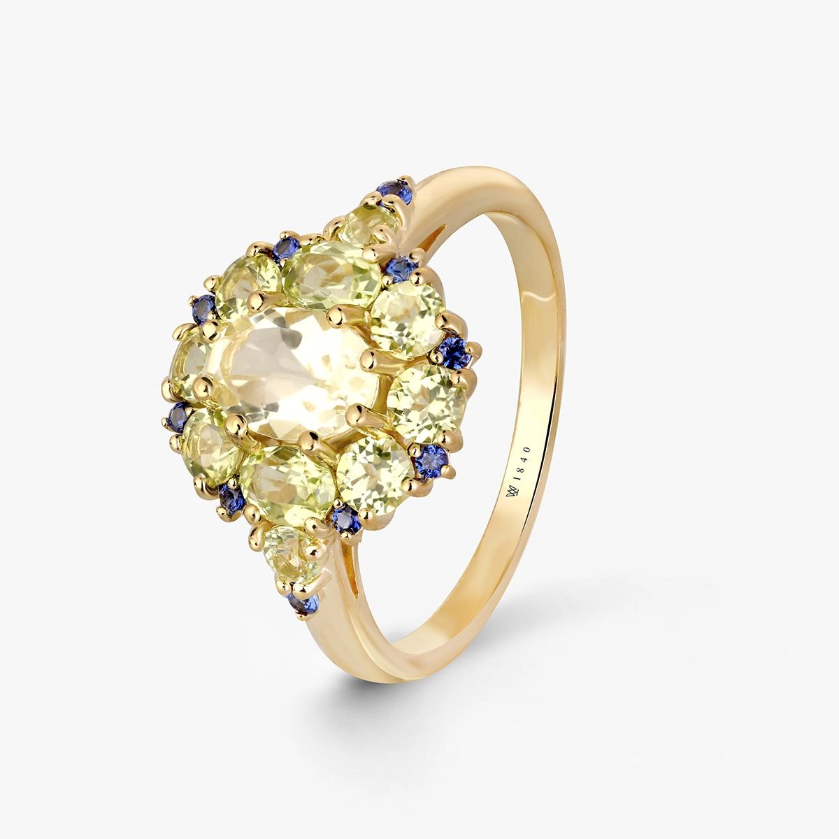 Pierścionek srebrny z oliwinami Szekspirowska W.KRUK